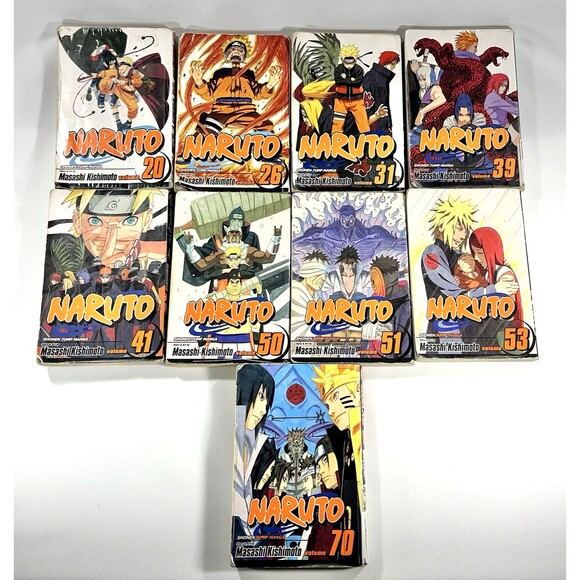 Naruto Shonen Jump Manga English 9 Book Lot 20, 26, 31, 39, 41, 50, 51, 53, &70 - Picture 1 of 16